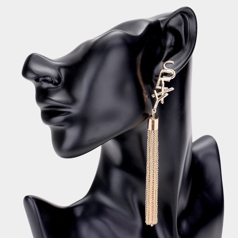 Gold SEXY Long Chain Tassel Statement Earrings